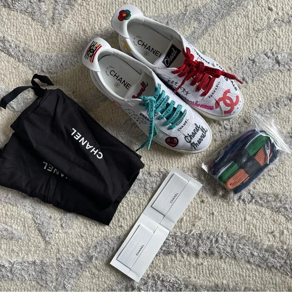 Chanel x Pharrell Williams Collab Canvas & Leather Sneakers Size 39 - Picture 6 of 13